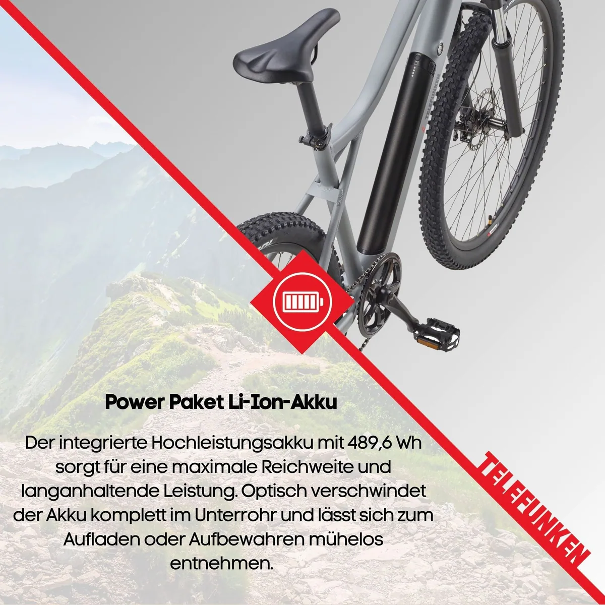 Telefunken MT922 E-Bike Mountainbike, kraftvoller Heckmotor, 29 Zoll, 7-Gang Shimano Kettenschaltung 5