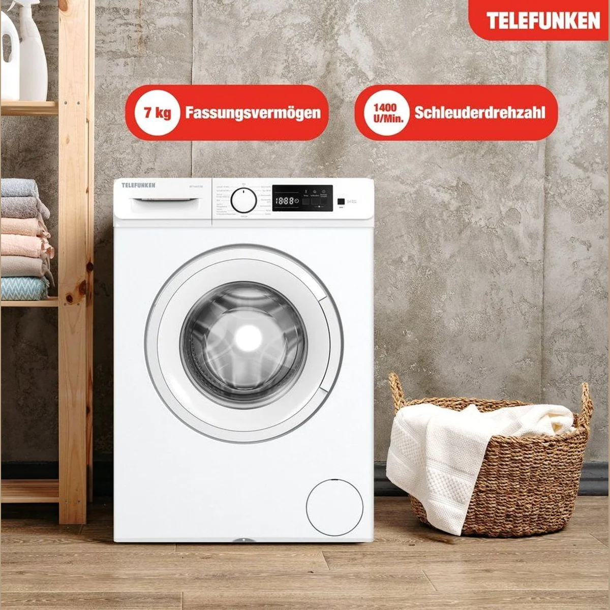 Telefunken W714AS1W Waschmaschine, 7 kg Fassungsvermögen, 1400 U/min, Inverter Motor 2