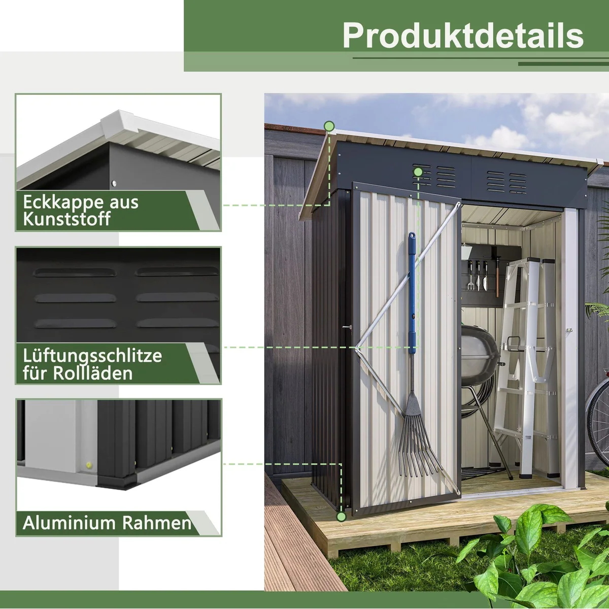 Thanaddo Gartenhaus Metall, inklusive Metallfundament, hohe Stabilität 4