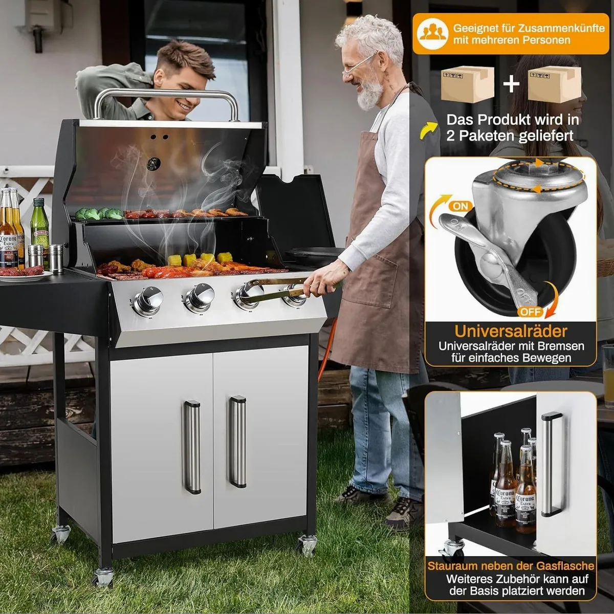 TLGREEN Gasgrill 4+1 Brenner, 15 kW Leistung, vielseitige Grillküche für Garten und Camping 2