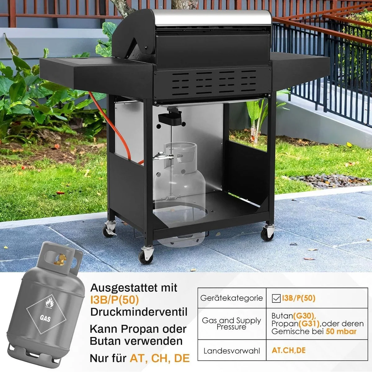 TLGREEN Gasgrill 4+1 Brenner, 15 kW Leistung, vielseitige Grillküche für Garten und Camping 3