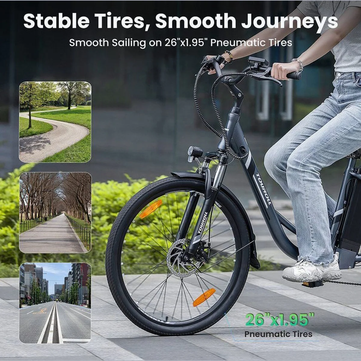 Touroll B1 E-Bike, 250 W Motor, 90 km Reichweite, 7-Gang Shimano Schaltung 5