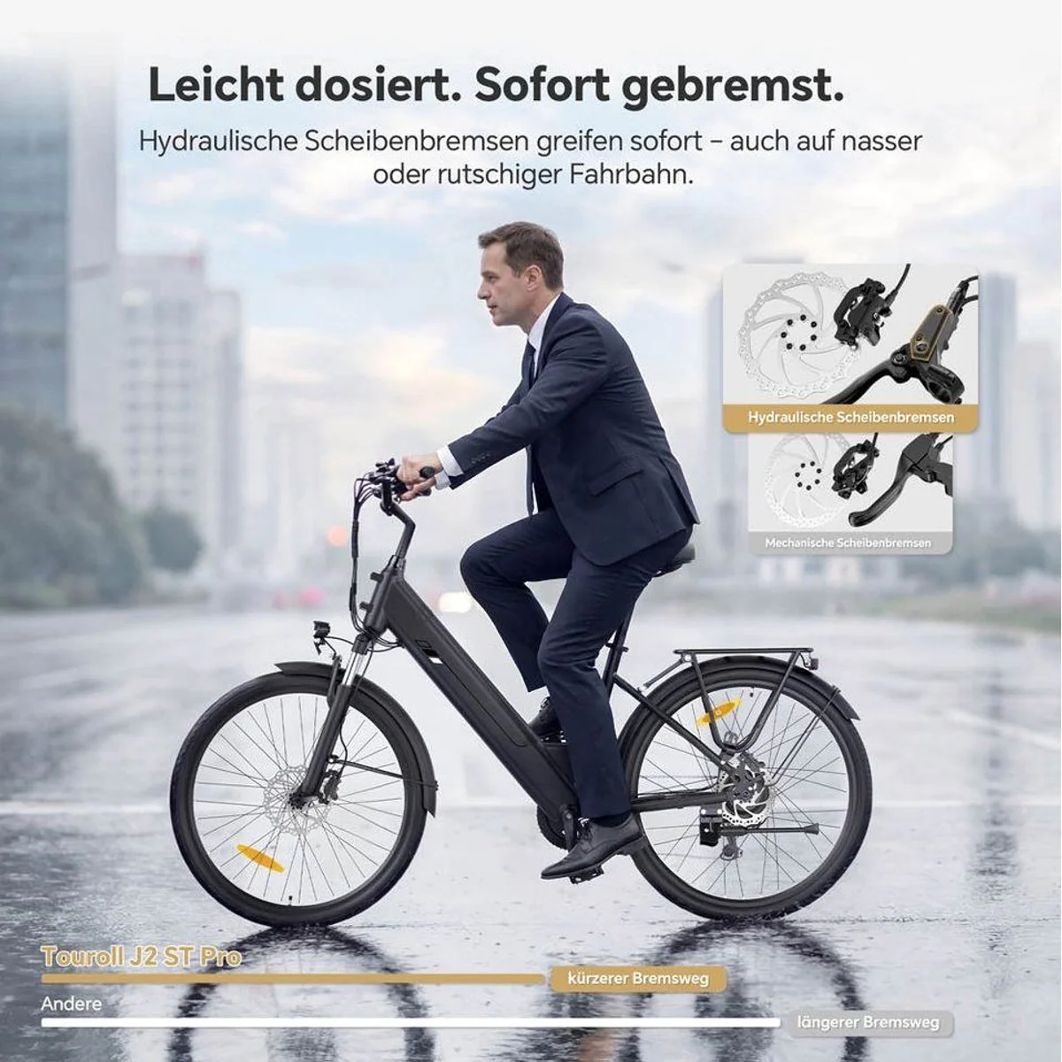 Touroll J2 ST Pro E-Bike, kraftvoller Heckmotor, 561,6 Wh Akku, hydraulische Scheibenbremsen 5