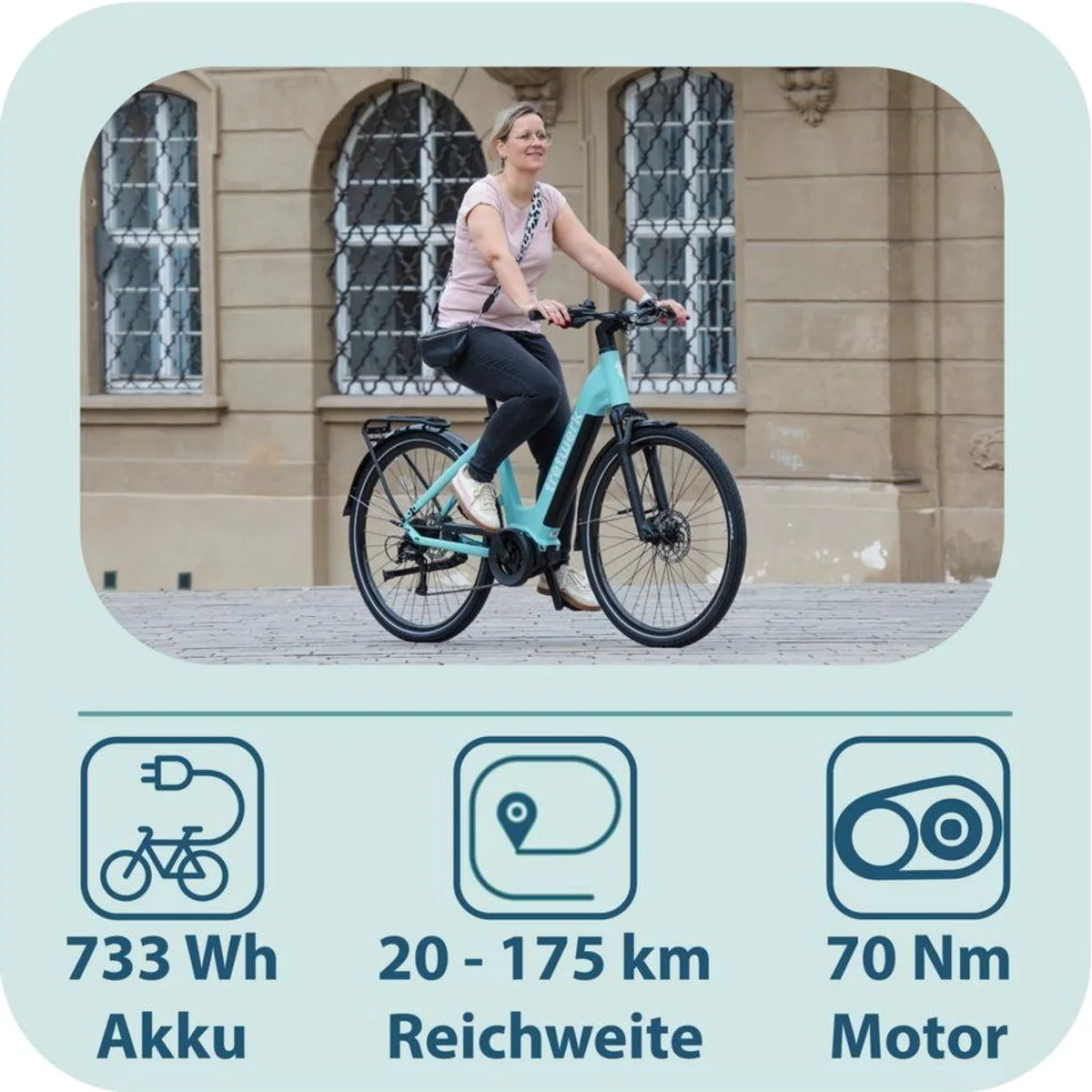 Tretwerk Amber E-Bike Cityrad, 9-Gang Shimano Cues, Mittelmotor, 733 Wh 4