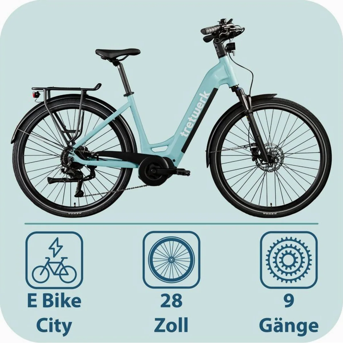 Tretwerk Amber E-Bike Cityrad, 9-Gang Shimano Cues, Mittelmotor, 733 Wh 5