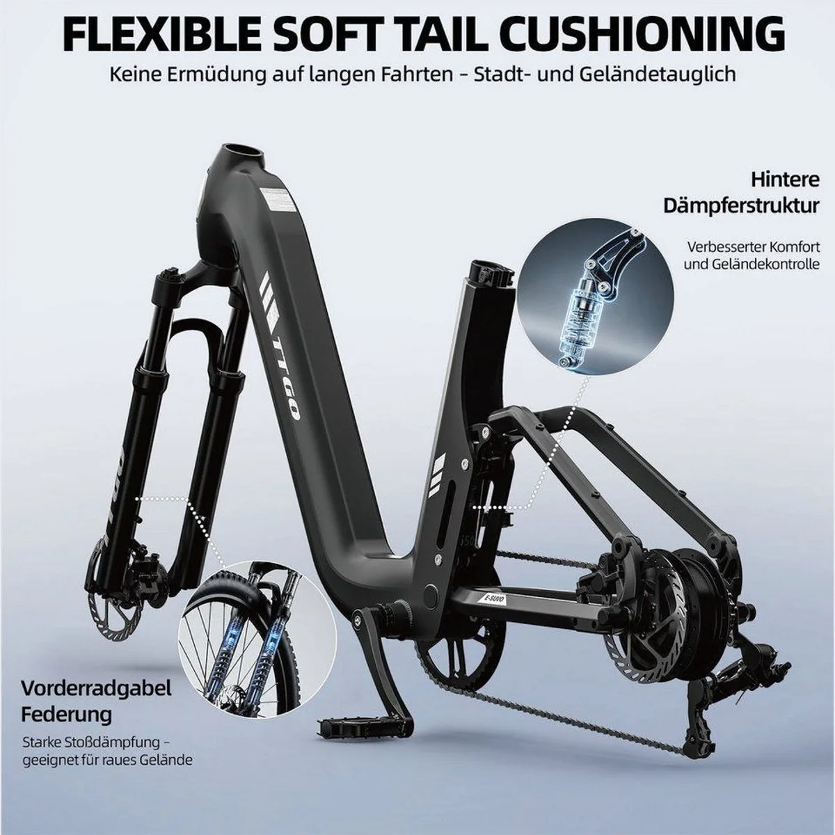 TTGO SUV E-Bike, Vollfederung, 720 Wh Akku, 7-Gang Shimano — bis zu 140 km Reichweite 2