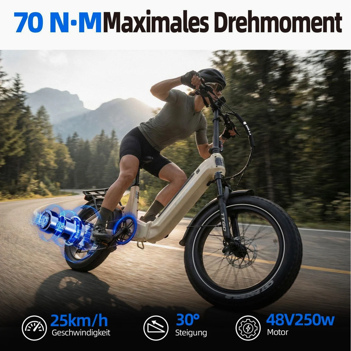 TTGO F7 E-Bike Klapprad, 20 Zoll, 70Nm Drehmoment, 120km Reichweite 4
