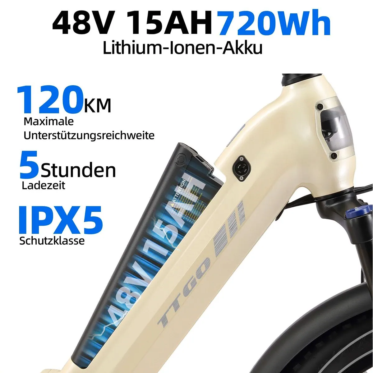 TTGO F7 E-Bike Klapprad, 20 Zoll, 70Nm Drehmoment, 120km Reichweite 5