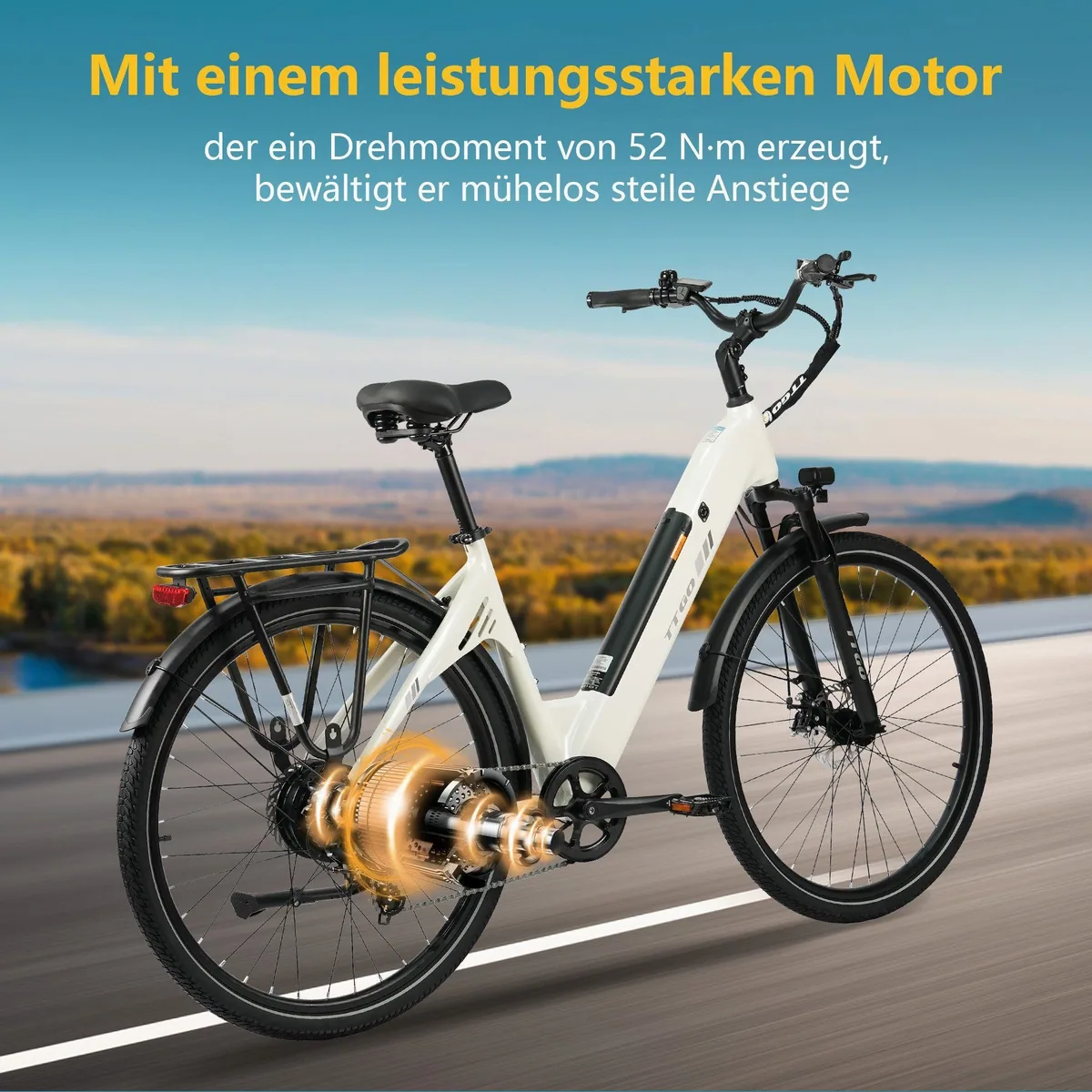TTGO C3 2.0 E-Bike Cityrad, 55Nm Drehmoment, 650Wh Akku, 150km Reichweite 3