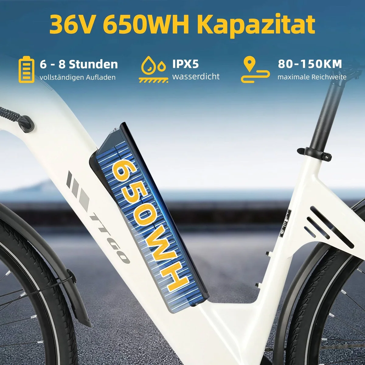 TTGO C3 2.0 E-Bike Cityrad, 55Nm Drehmoment, 650Wh Akku, 150km Reichweite 4