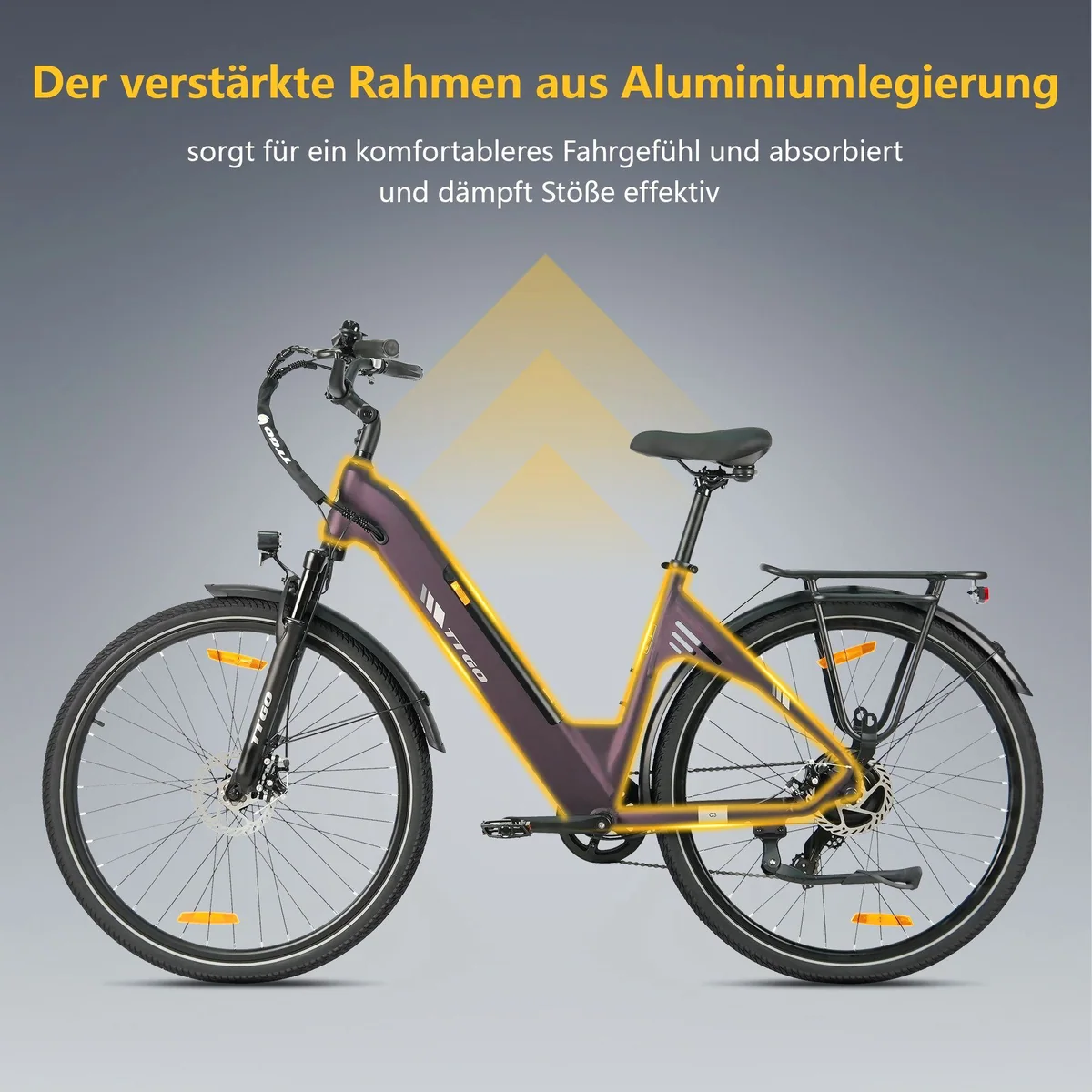 TTGO E-Bike Cityrad C3 SE, 28 Zoll, 120 km Reichweite, 7-Gang Shimano 2