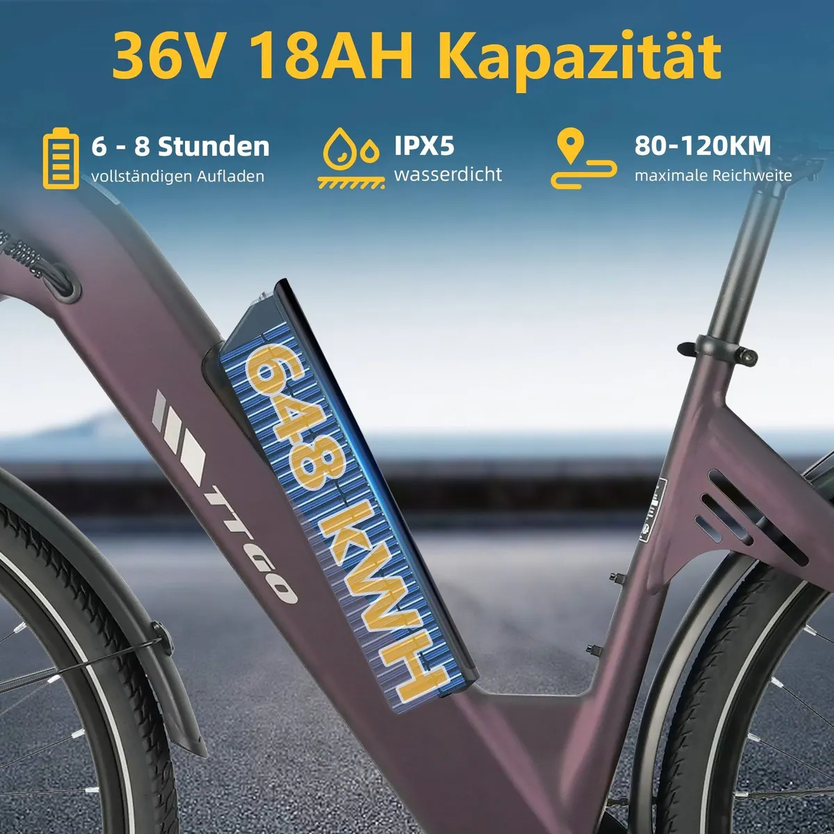 TTGO E-Bike Cityrad C3 SE, 28 Zoll, 120 km Reichweite, 7-Gang Shimano 4