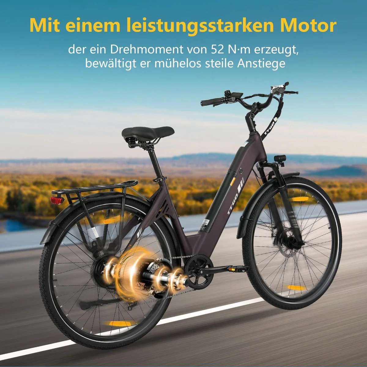 TTGO E-Bike Cityrad C3 SE, 28 Zoll, 120 km Reichweite, 7-Gang Shimano 5