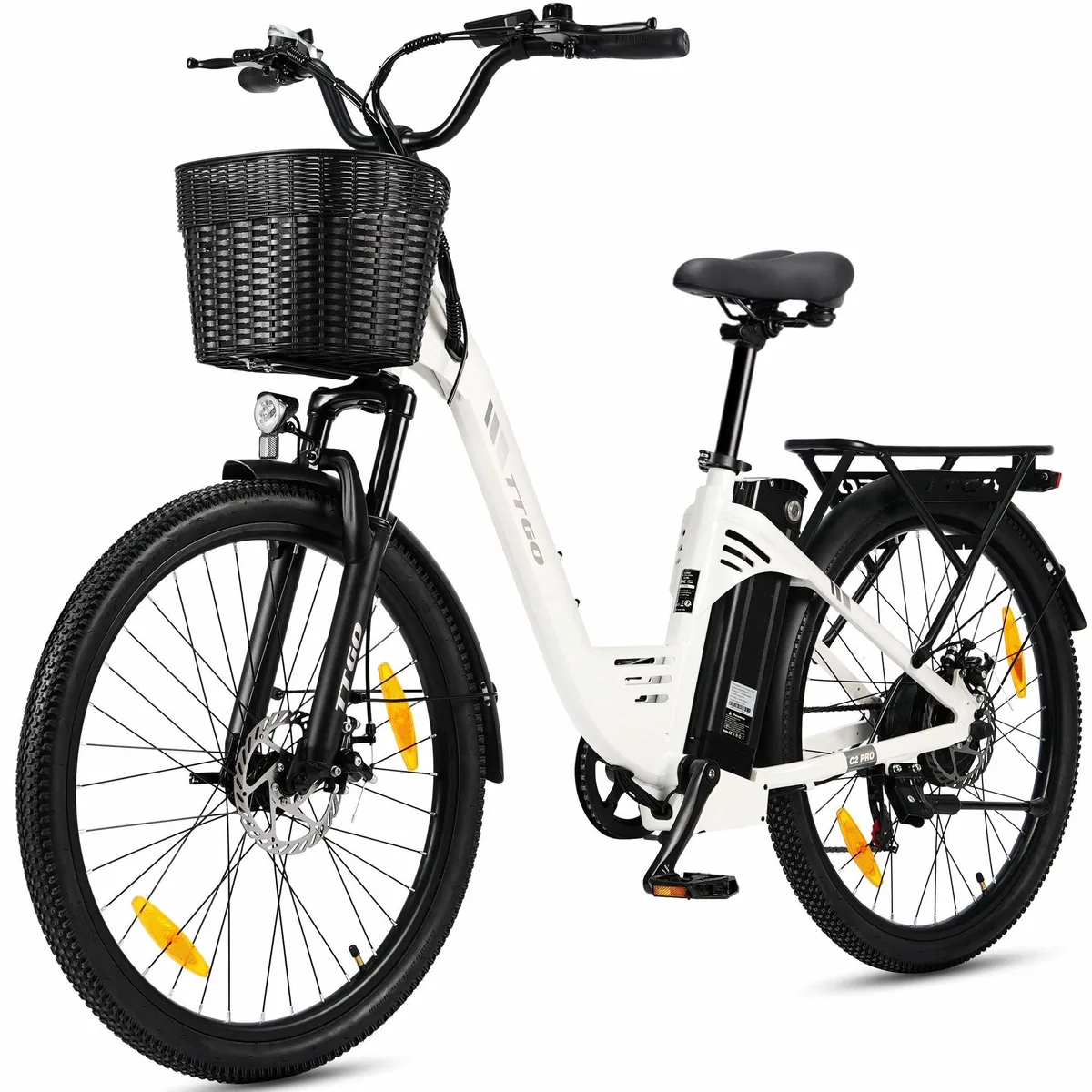TTGO E-Bike Cityrad 26 Zoll, 80-120 km Reichweite, SHIMANO 7-Gang — Aluminiumrahmen, Heckmotor, LCD-Farbdisplay
