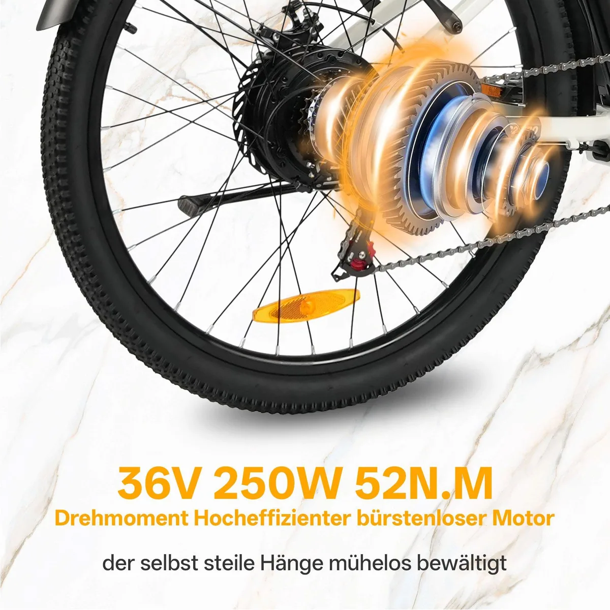 TTGO E-Bike Cityrad 26 Zoll, 80-120 km Reichweite, SHIMANO 7-Gang — Aluminiumrahmen, Heckmotor, LCD-Farbdisplay 3