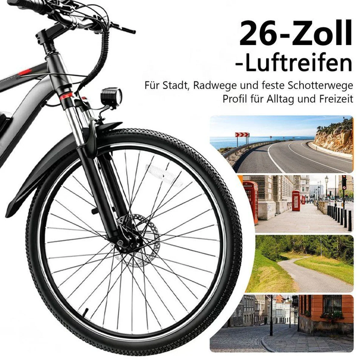 Vankel E-Bike Mountainbike 26 Zoll, 720 Wh Akku, 25 km/h Unterstützung, App-Anbindung 5