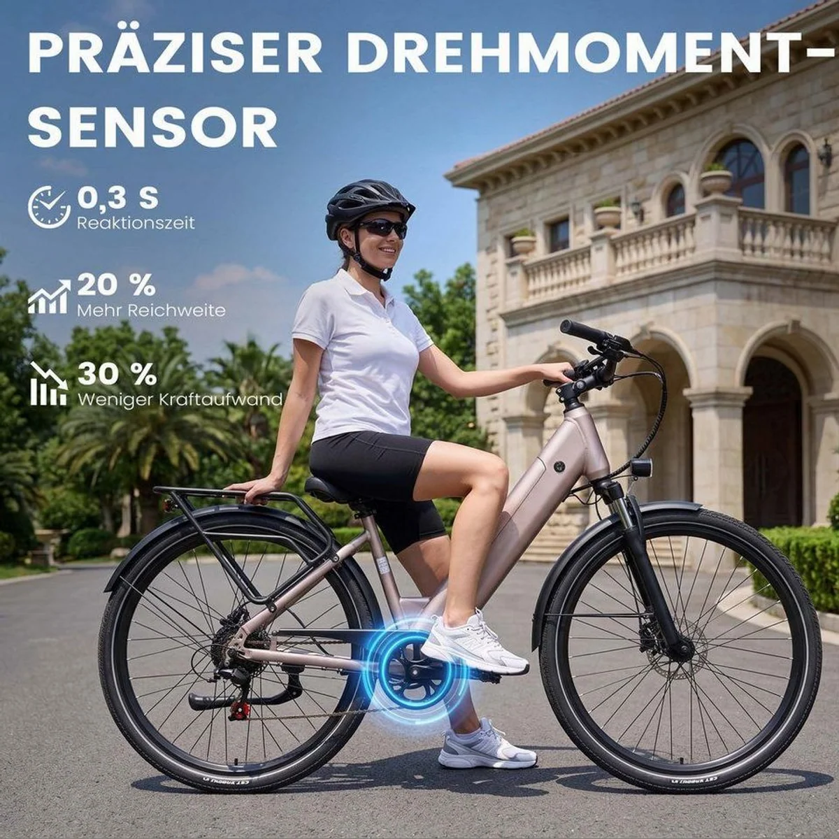 Vankel Lira City-Elektrofahrrad, leistungsstarker Motor, hohe Reichweite, komfortable Ausstattung 4