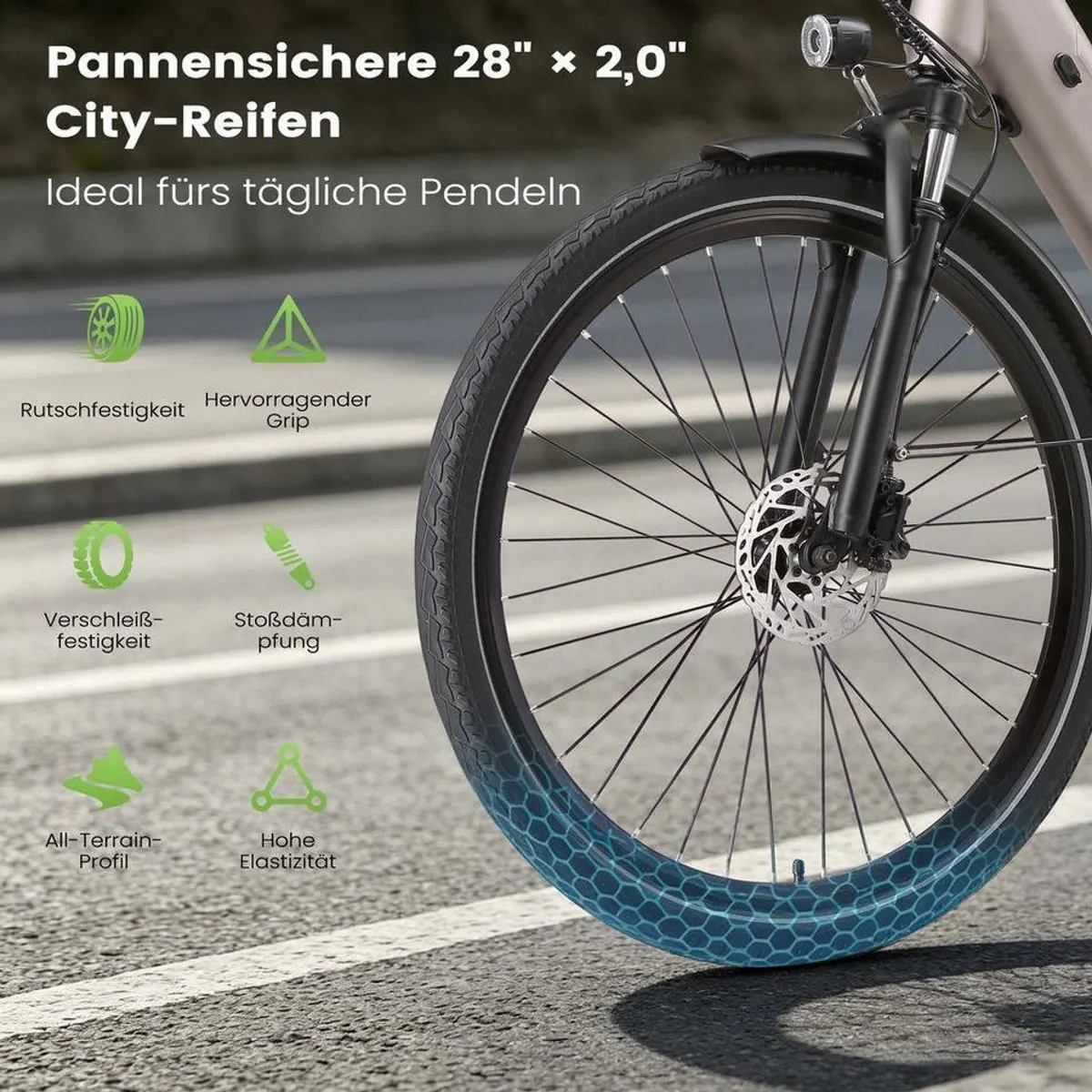 Vankel Lira City-Elektrofahrrad, leistungsstarker Motor, hohe Reichweite, komfortable Ausstattung 5