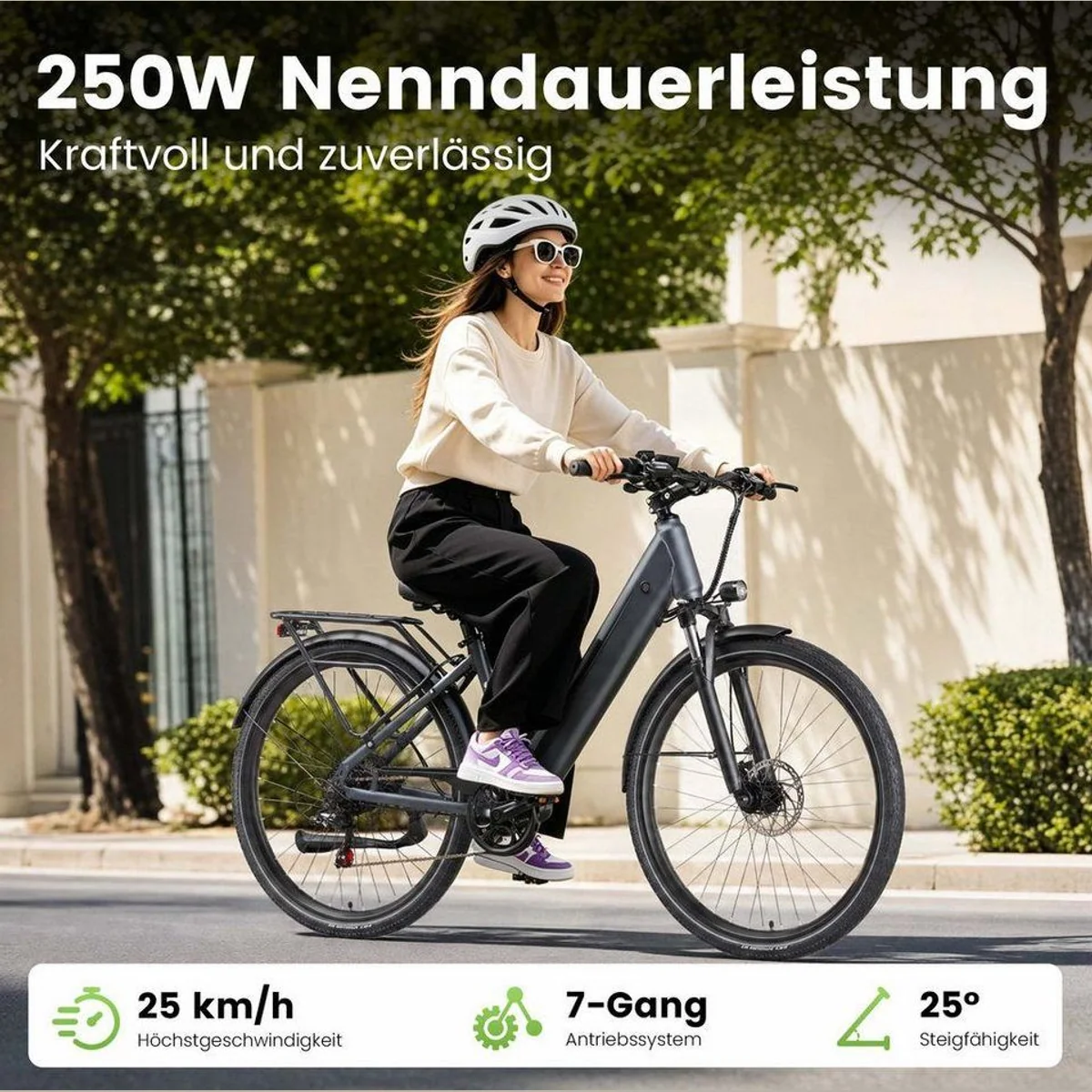 Vankel Lira City-Elektrofahrrad, 250W Motor, 140 km Reichweite, hydraulische Bremsen 3