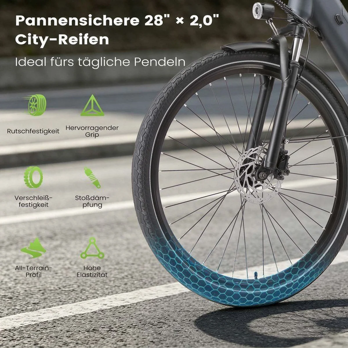 Vankel Lira City-Elektrofahrrad, 250W Motor, 140 km Reichweite, hydraulische Bremsen 5