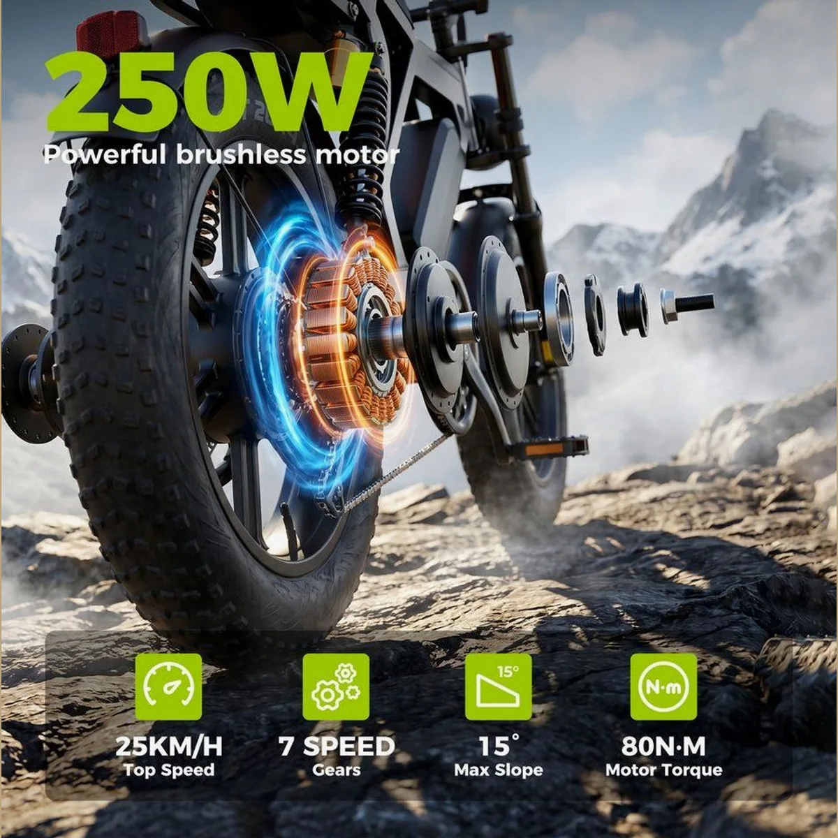 Vankel E-Bike E7-2.0, kraftvoller Heckmotor, 720 Wh Akku, 108 km Reichweite 3