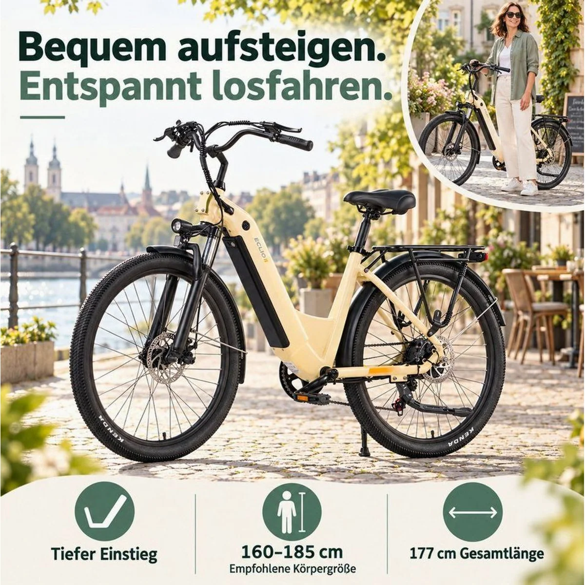 Vankel Eclio Otium 3 City-E-Bike, 250W Heckmotor, 120km Reichweite, Shimano 7-Gang-Schaltung 3