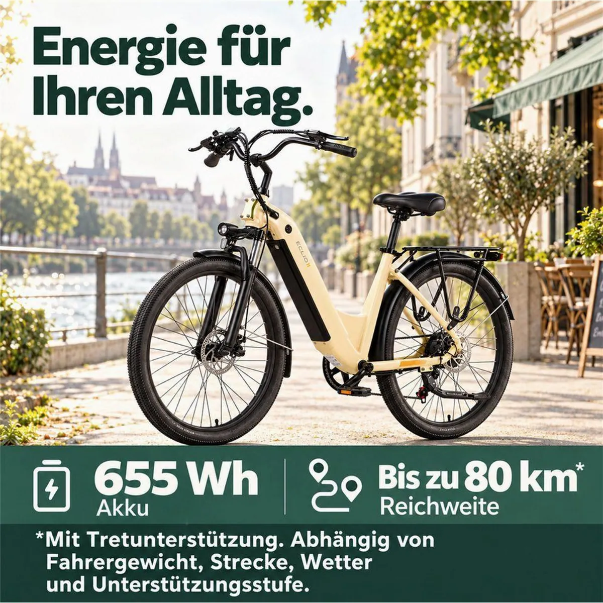 Vankel Eclio Otium 3 City-E-Bike, 250W Heckmotor, 120km Reichweite, Shimano 7-Gang-Schaltung 4