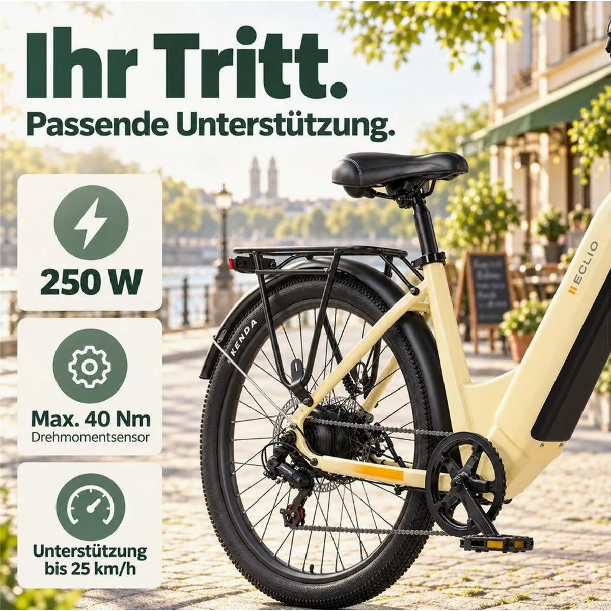 Vankel Eclio Otium 3 City-E-Bike, 250W Heckmotor, 120km Reichweite, Shimano 7-Gang-Schaltung 5