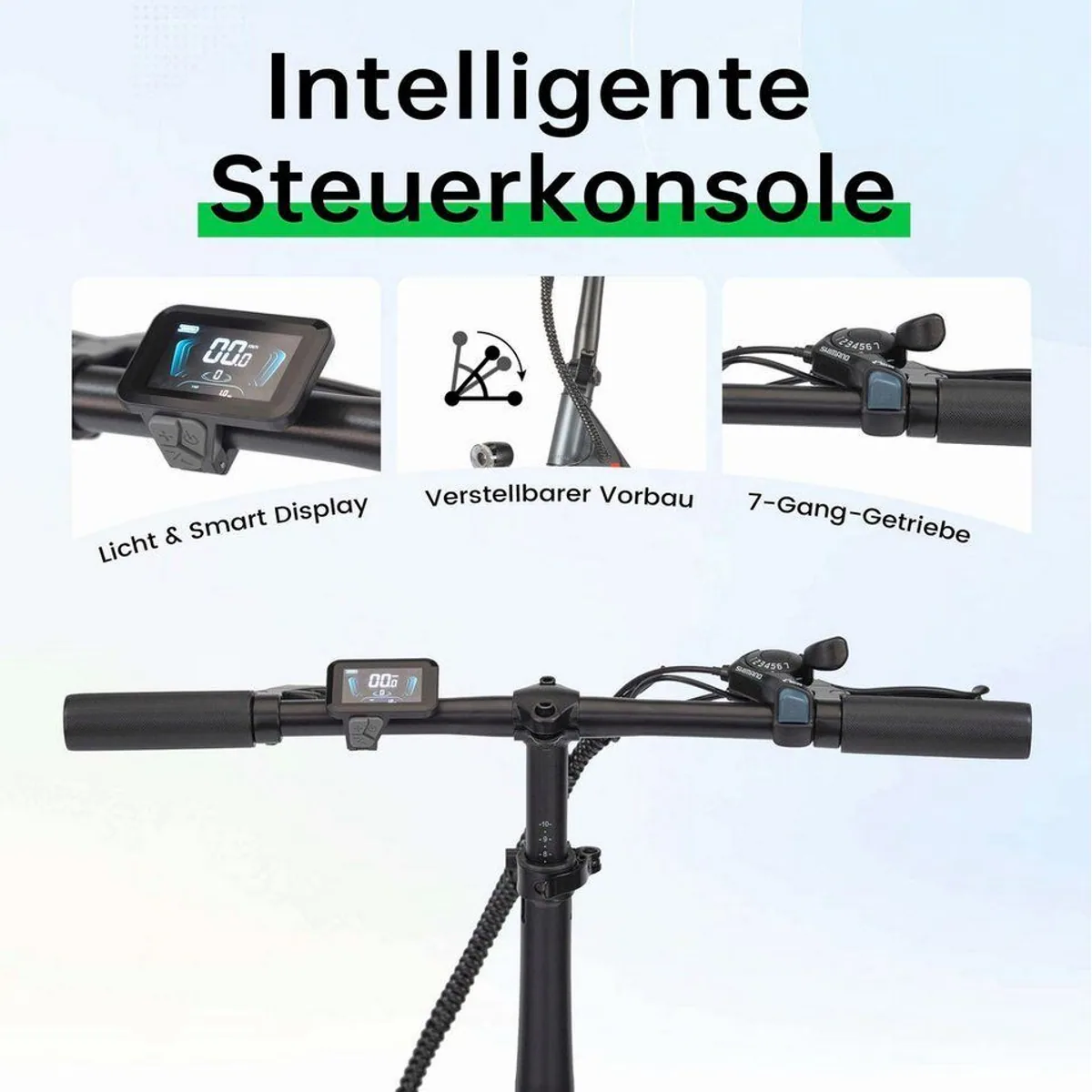 Vankel E-Bike M1, faltbares Cityrad mit 960 Wh, 7-Gang Kettenschaltung, 120 km Reichweite 5