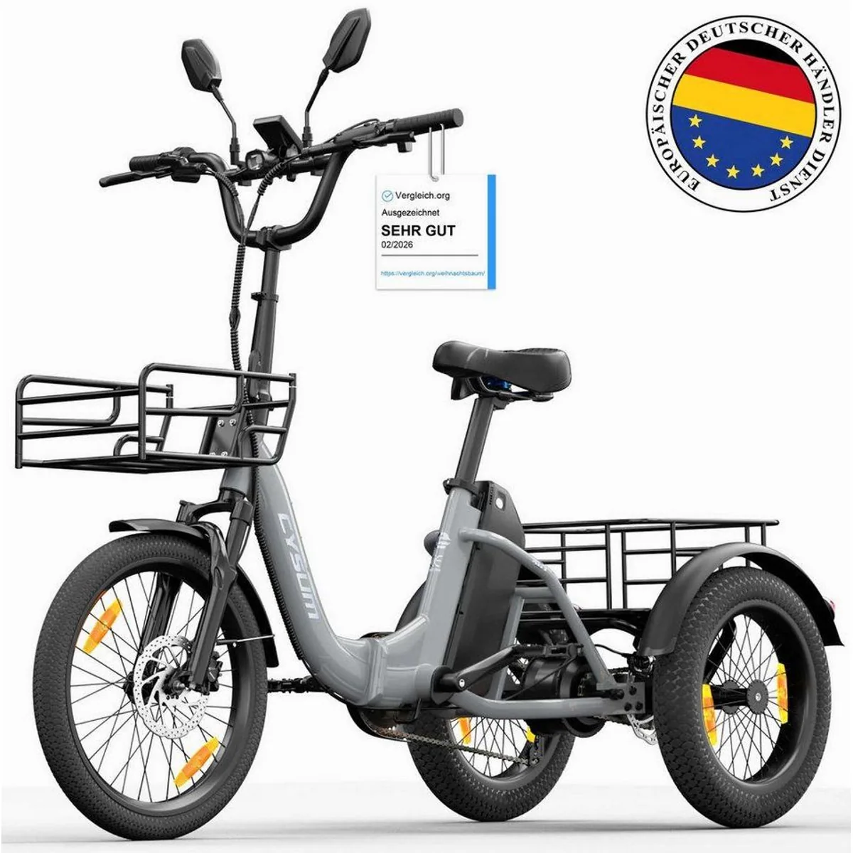 Vankel AG1 E-Dreirad, faltbares Aluminium, 120 km Reichweite, 250W Motor