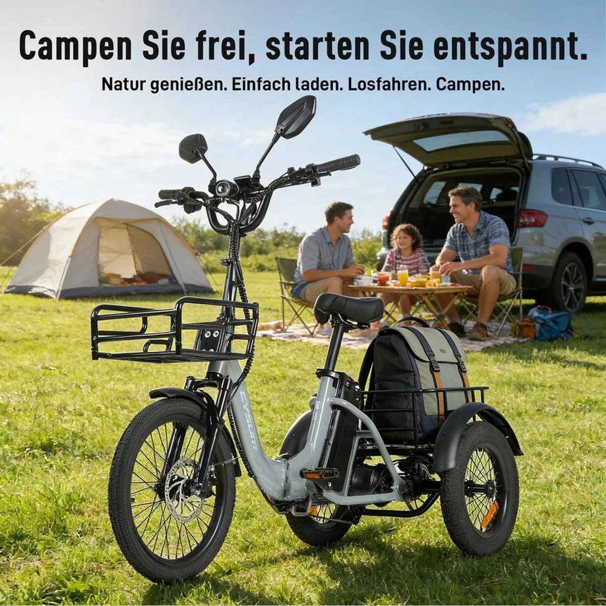Vankel AG1 E-Dreirad, faltbares Aluminium, 120 km Reichweite, 250W Motor 4