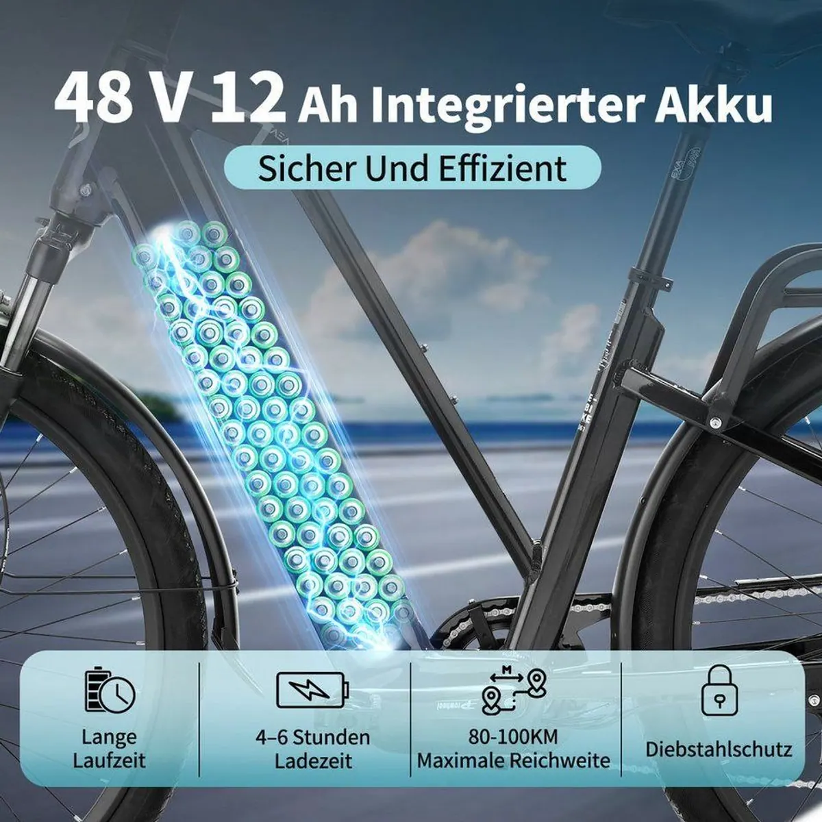 VECOCRAFT E-Bike Trekkingrad, 28'' Pedelec mit 48V Akku, 100 km Reichweite 2