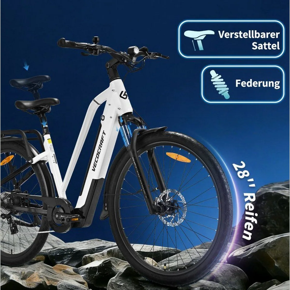 VECOCRAFT E-Bike Trekkingrad, 28'' Pedelec mit 48V Akku, 100 km Reichweite 3