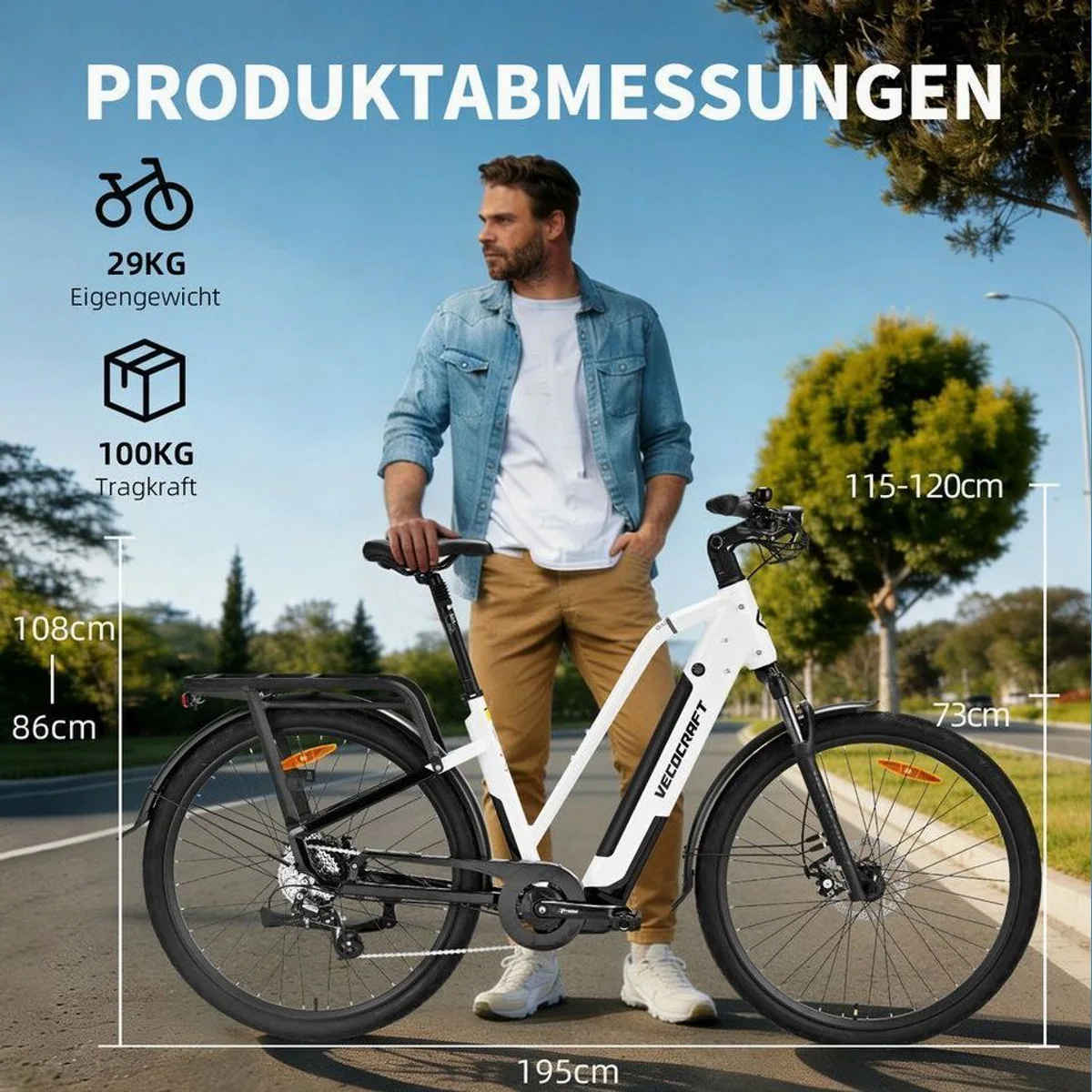 VECOCRAFT E-Bike Trekkingrad, 28'' Pedelec mit 48V Akku, 100 km Reichweite 5