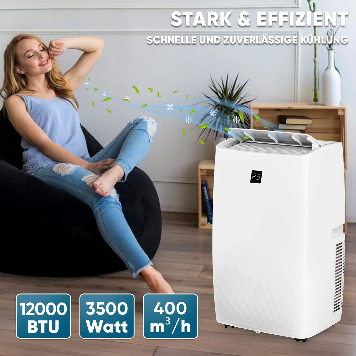 VESKA FDP35-3033ZPWR5 mobile Klimaanlage, 12000 BTU, 4-in-1 Multifunktionalität 5