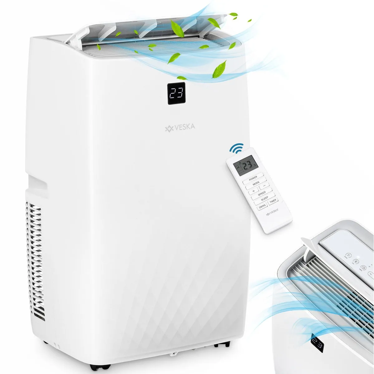 VESKA FDP35-3033ZPWR5 Mobile Klimaanlage, 12.000 BTU, WiFi/App-Steuerung, 4-in-1-Funktionalität
