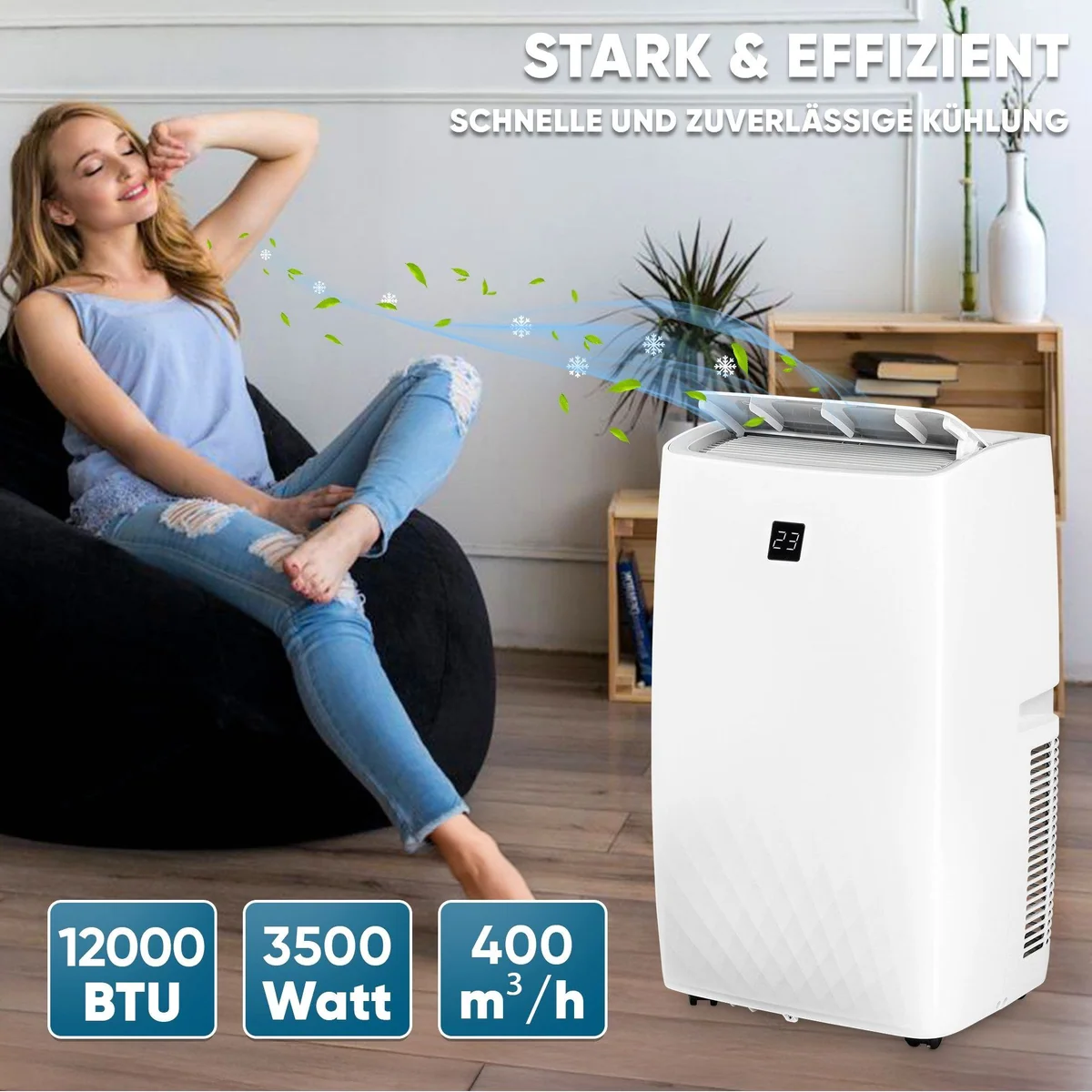 VESKA FDP35-3033ZPWR5 Mobile Klimaanlage, 12.000 BTU, WiFi/App-Steuerung, 4-in-1-Funktionalität 5