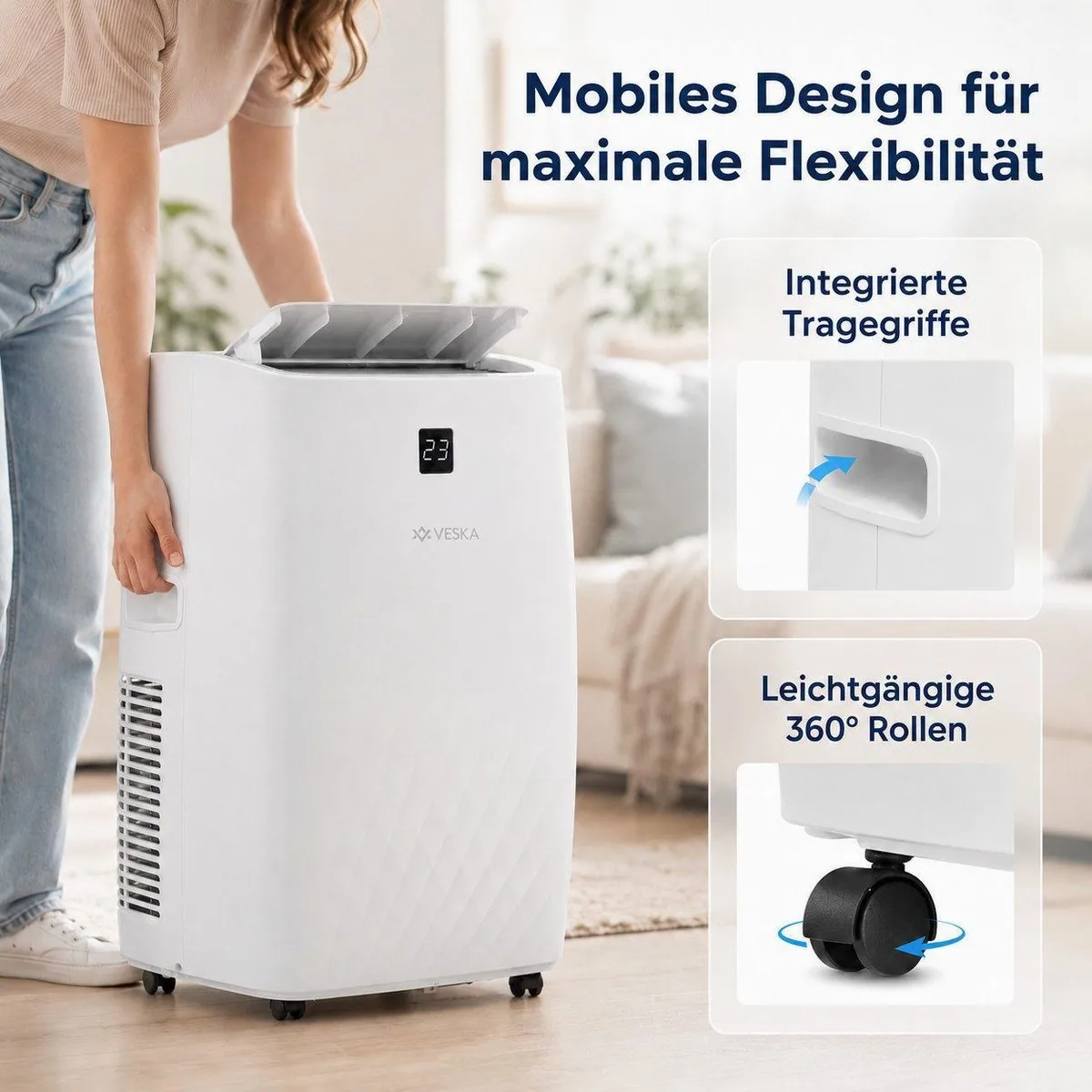 VESKA FDP35-3033ZPWR5 Mobile Klimaanlage, 4-in-1-Funktionalität, 12000 BTU 4
