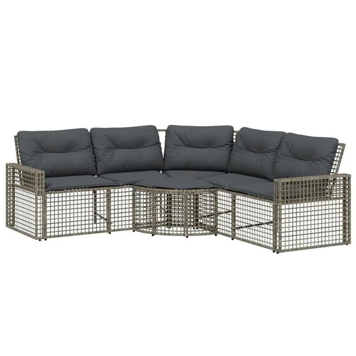 vidaXL Loungesofa L-Form, Grau, langlebiges PE-Rattan und pulverbeschichteter Stahl