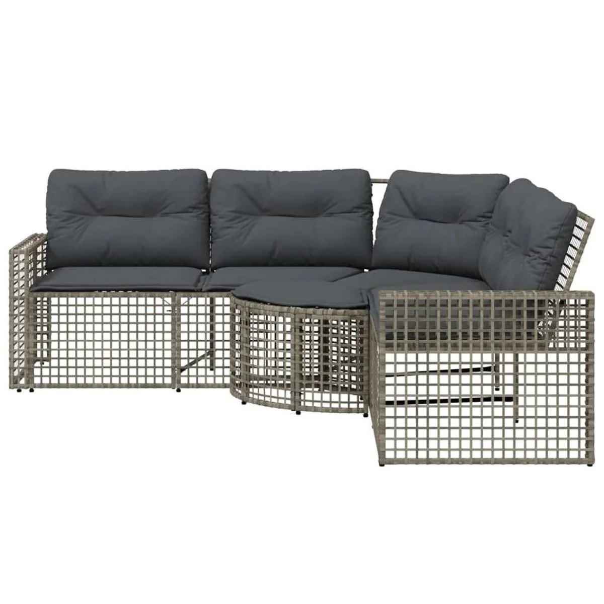 vidaXL Loungesofa L-Form, Grau, langlebiges PE-Rattan und pulverbeschichteter Stahl 3