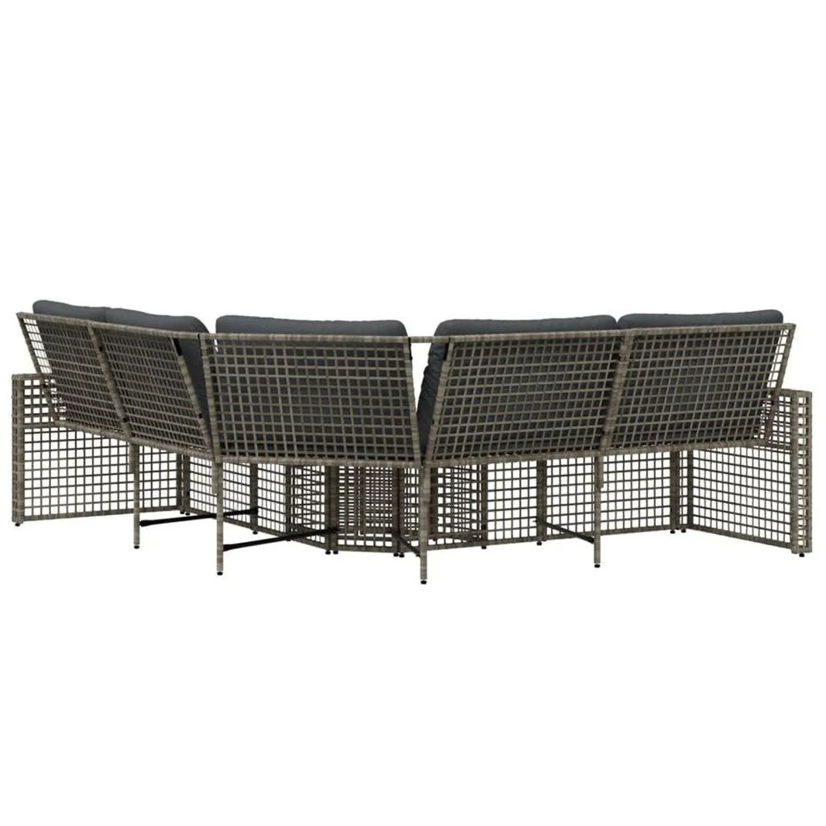 vidaXL Loungesofa L-Form, Grau, langlebiges PE-Rattan und pulverbeschichteter Stahl 4