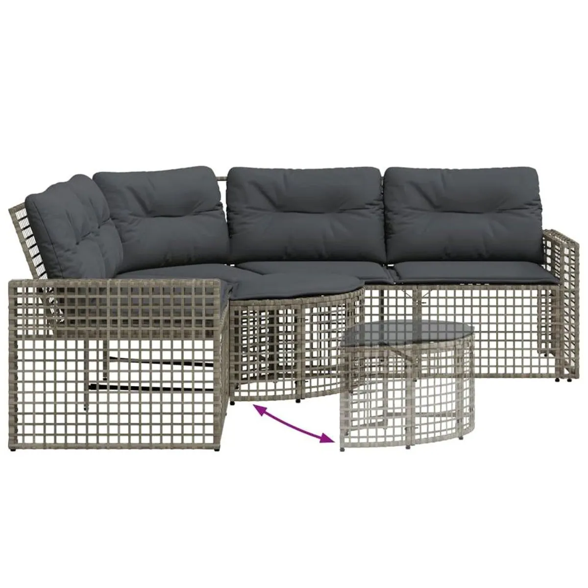 vidaXL Loungesofa L-Form, Grau, langlebiges PE-Rattan und pulverbeschichteter Stahl 5