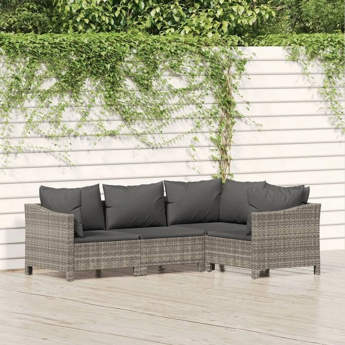 vidaXL Gartenlounge-Set 4-tlg., modulares Design, witterungsbeständig, inklusive Kissen 2