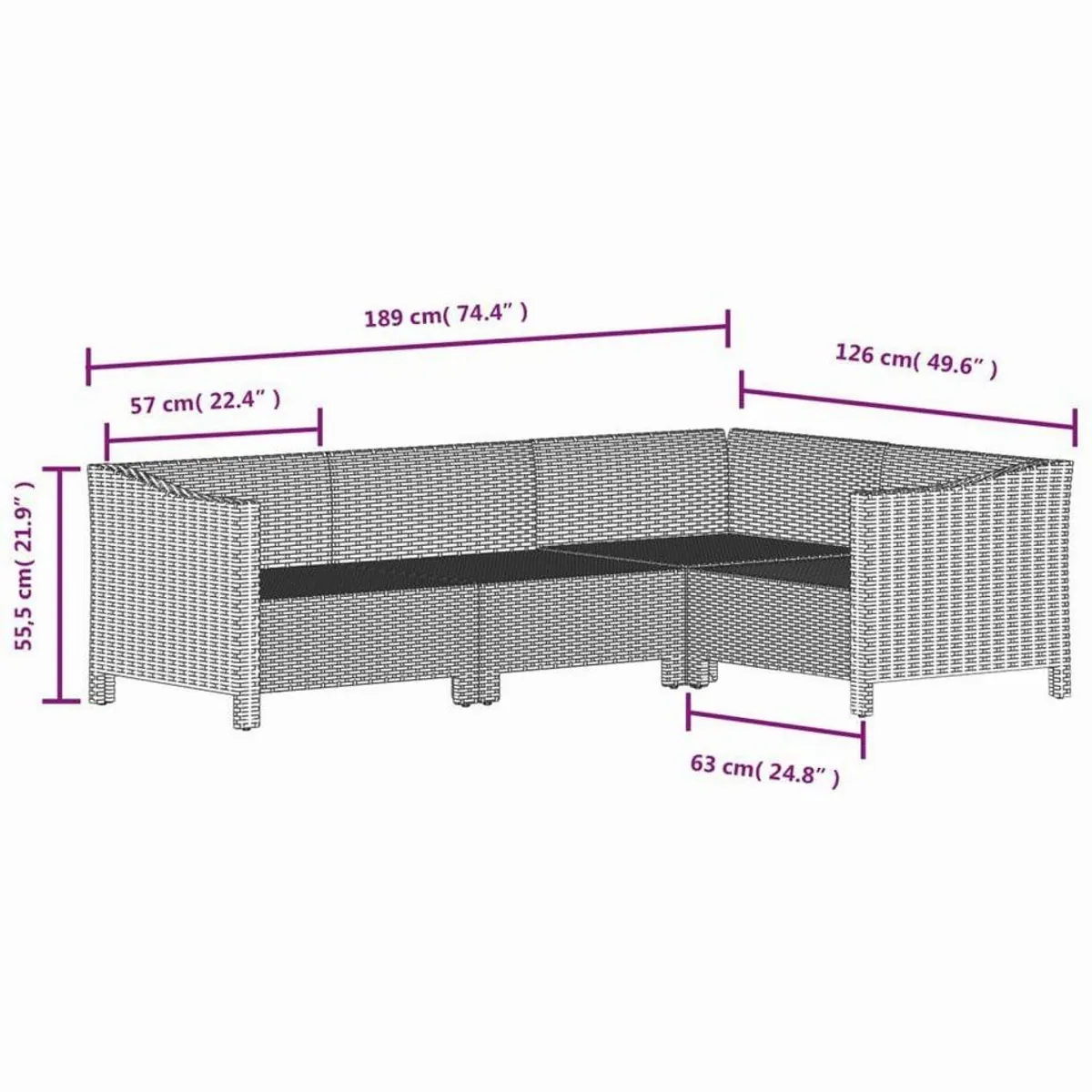 vidaXL Gartenlounge-Set 4-tlg., modulares Design, witterungsbeständig, inklusive Kissen 5