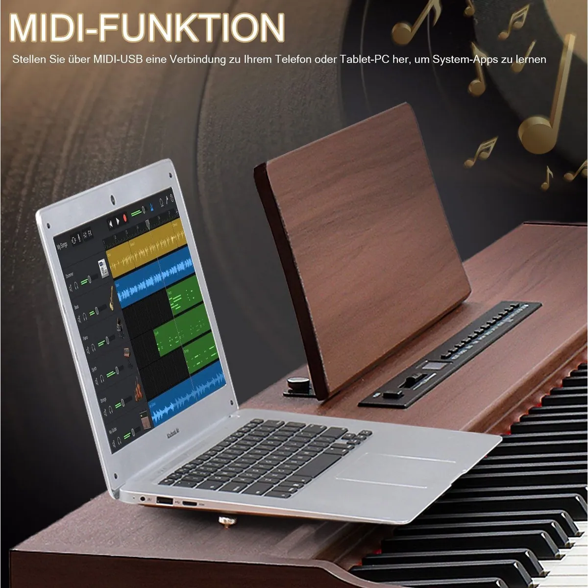 VINGLI GDP-104 Digitalpiano, vollgewichtete Tasten, Dual Bluetooth, 128 Klangfarben 5