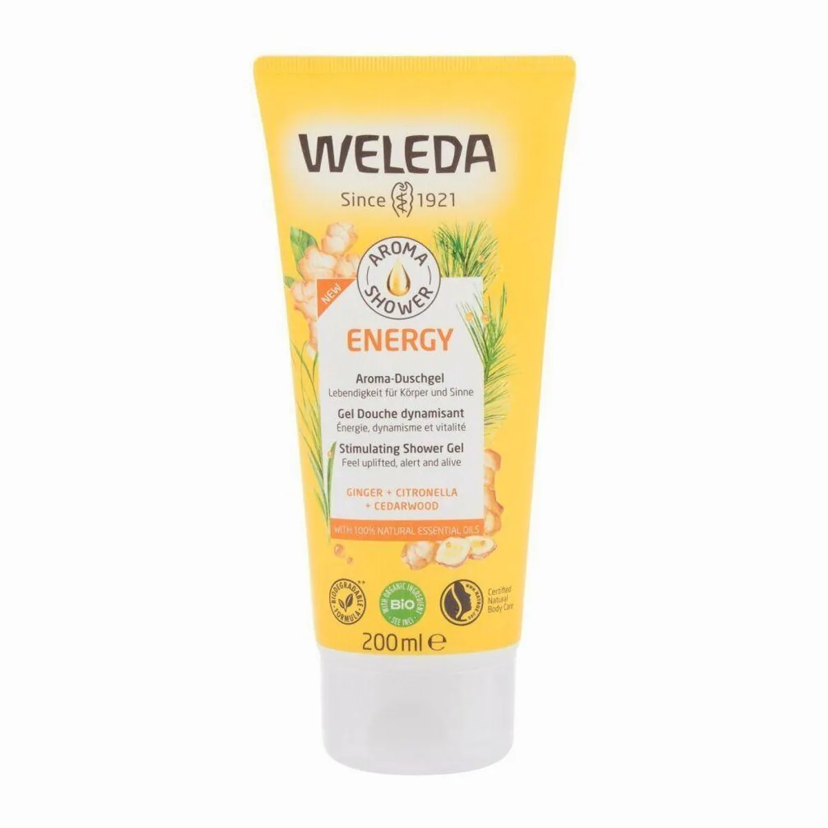 Weleda Aroma Energy Duschgel, 100% natürliche ätherische Öle, belebende Pflanzenextrakte