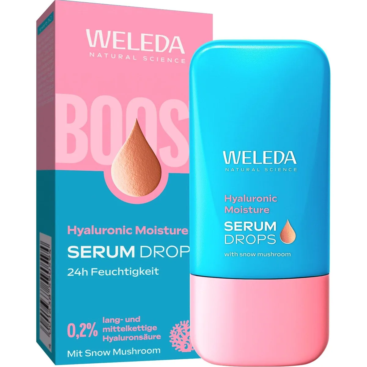 Weleda Hyaluronic Moisture Serum Drops, intensive Feuchtigkeit, frischer Glow, pralle Haut