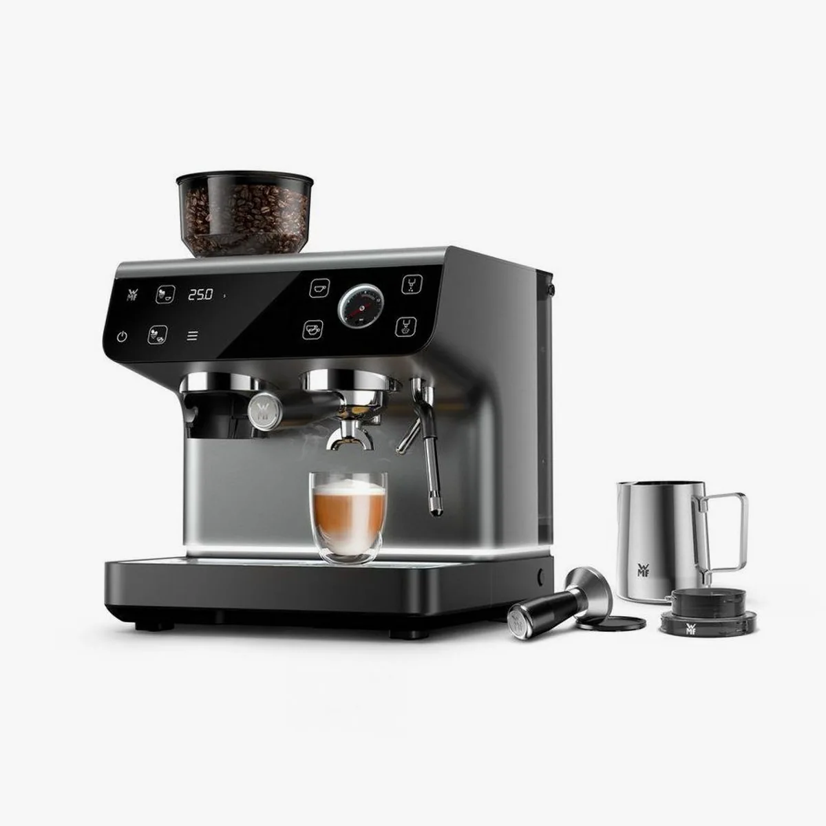 WMF Espresso Pro Siebträgermaschine, 60 Mahlgrade, Doppel-Thermoblock Technologie