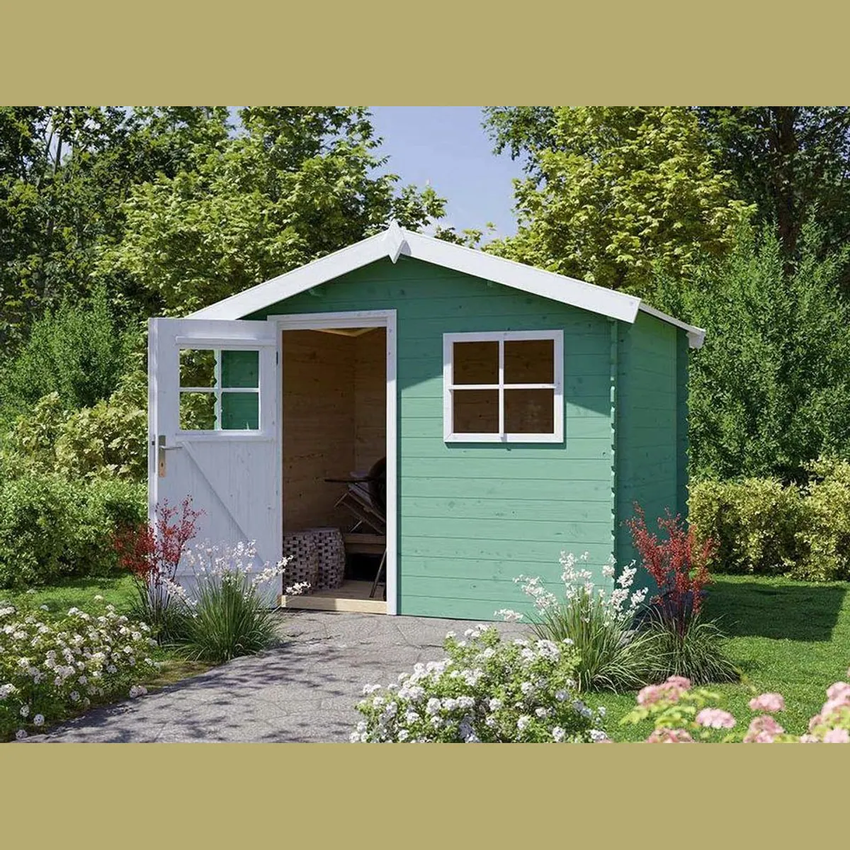 Woodtex Gartenhaus Zerna, 19 mm Wandstärke, robuster Blockbohlenbau — 274x284 cm 4