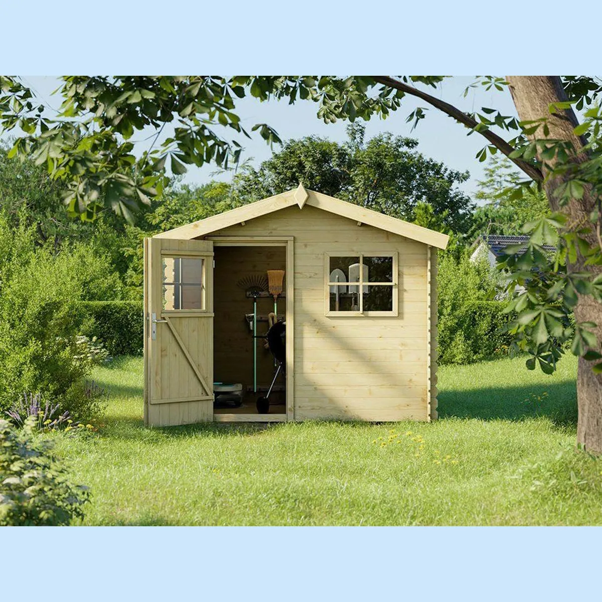 Woodtex Gartenhaus Zerna, 19 mm Wandstärke, robuster Blockbohlenbau — 274x284 cm 5